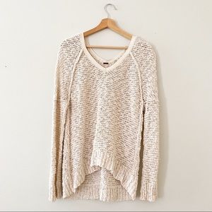 Free People Cream Sweater Textured Knit blouse XS